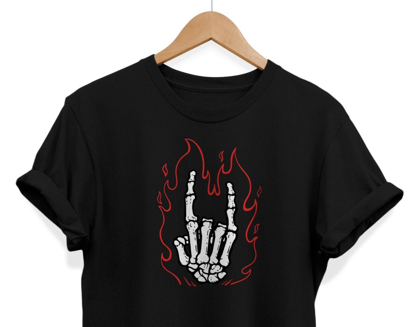 Rocker Skeleton Hand T-Shirt: Gothic Rock Heavy Metal Tee 2XL