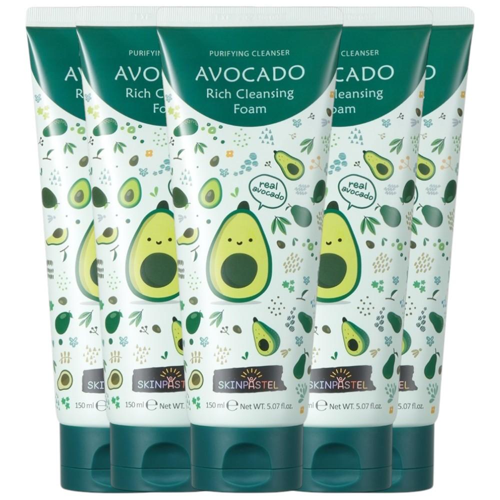 

SkinPastel Avocado Rich Foam Cleansing [Bulk Pack of 5] - Ultra-Nourishing & Moisturizing Facial Cleanser 150ml x 5pcs
