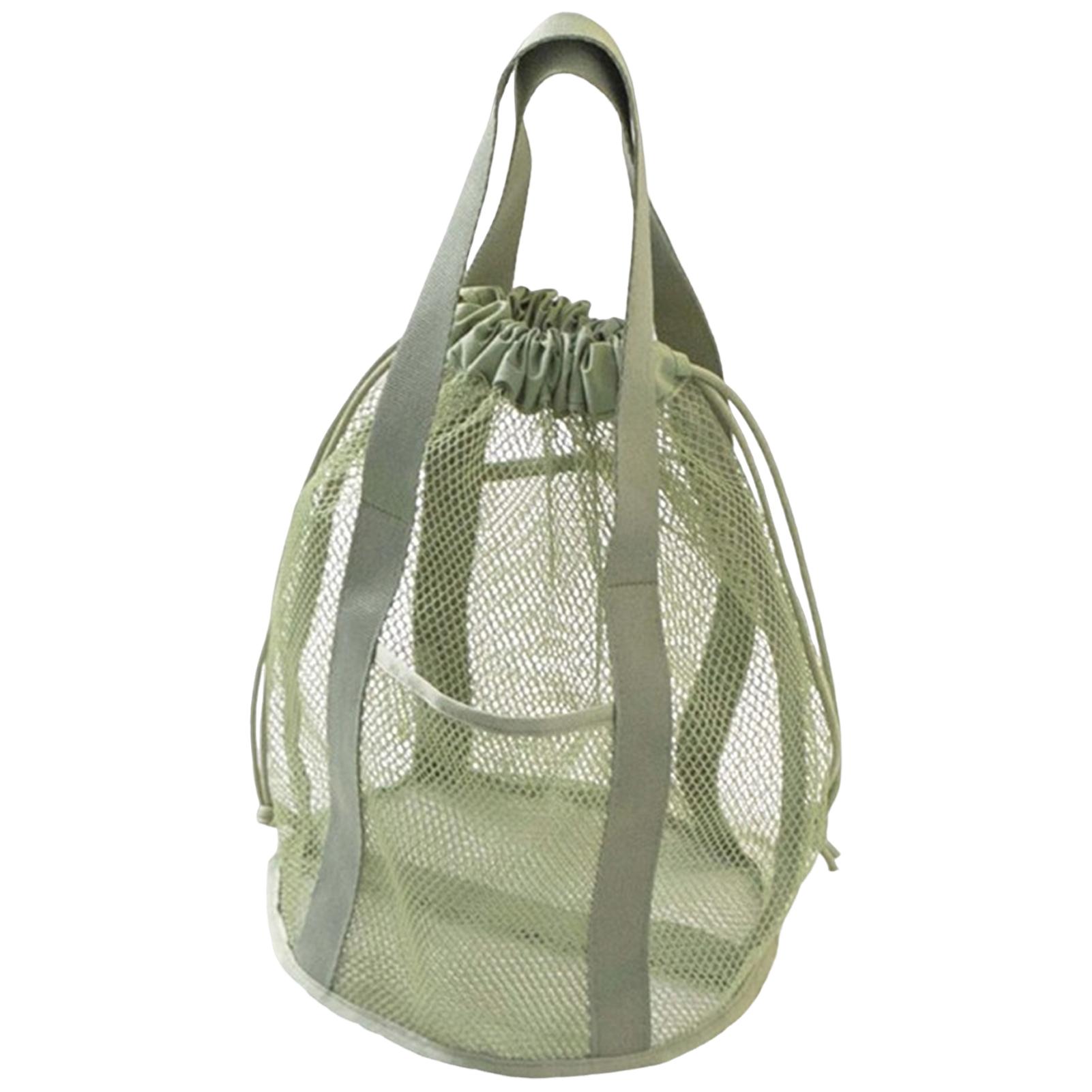 

Foldable Drawstring Mesh Storage Bag For Swimming Travel Toiletries Organizer Portable Wash Pouch Home Organization зелений