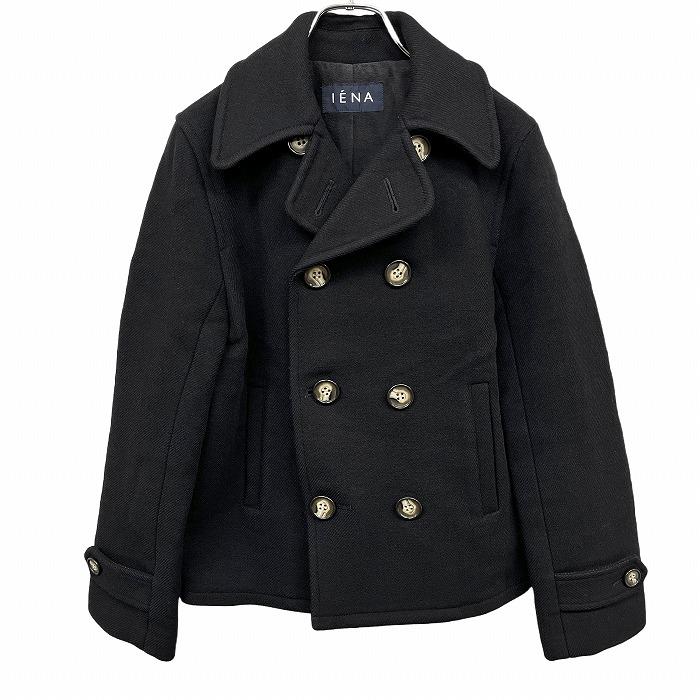 [Used] [Impression B] IENA Pea Jacket Short Coat Outerwear Made in Japan No Inner Pocket Button Closure Plain Long Sleeve Wool x Nylon Black Women s