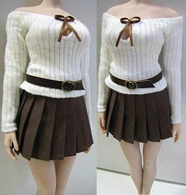 [TOYBARJAPAN] 1/6 Scale Coffee Style High School Girl Sexy Sweater, Skirt, and Belt Set for Action Figures (Body and Head Not Included)