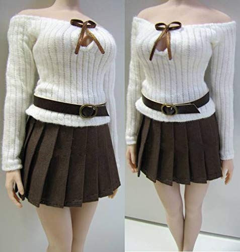 

[TOYBARJAPAN] 1/6 Scale Coffee Style High School Girl Sexy Sweater, Skirt, and Belt Set for Action Figures (Body and Head Not Included)