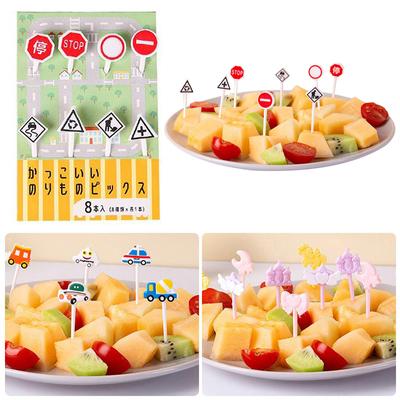 6/8/10Pcs Car Castle Fruit Fork Cartoon Dessert Bento Party Decoration