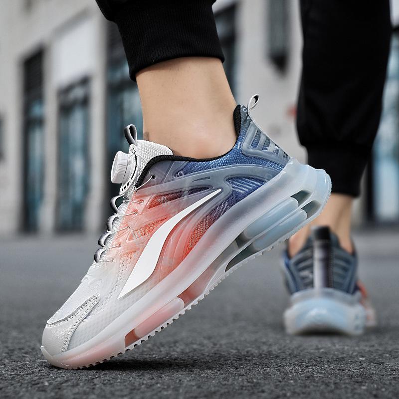 Men's Shoes for Spring and Summer Rotating Buttons for Teenage Sports and Leisure Couples Running Shock Absorption and Heightening Daddy Trendy Shoes