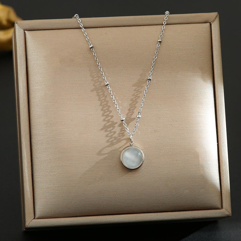 Women's Silver Titanium Steel Necklace with Micro-Inlaid Zircon - Elegant, Durable Clavicle Chain Jewelry
