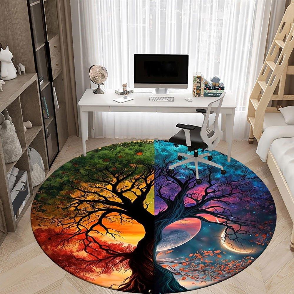 Yin Yang Tree of Life Wall Art DecorRound Non-Slip chair mat chair carpet for office Rugs for Office Decor Gift For Valentine's Day Mother's Day Hallo