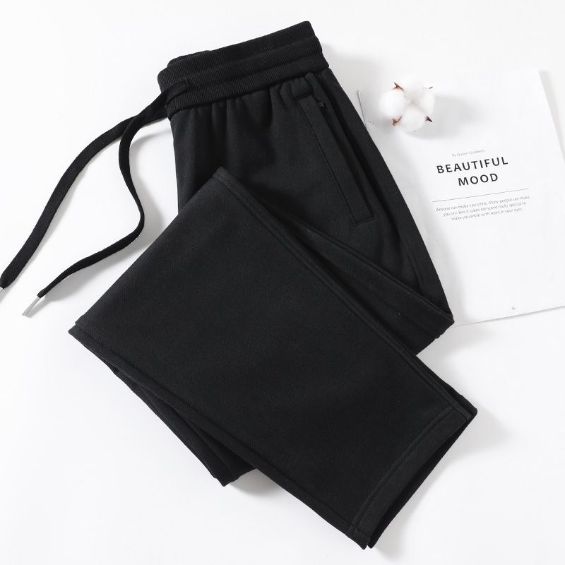 

Спортивные брюки женские весенне-осенние хлопковые брюки 2025 новинка свободные прямые брюки летняя защита от солнца повседневные тонкие спортивные штаны Black XL