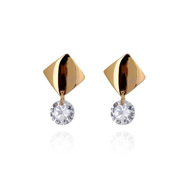 Стильные серьги-гвоздики из 18-каратного золота/белого золота с австрийским цирконом белый