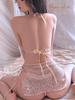 Sequin Lingerie Champagne Bra Sexy Adjustable X066 [Agnel X] Set, Gold, Shiny, Top, Shorts, Pareo-Style Skirt, 3-Piece Set, Lingerie, Women's