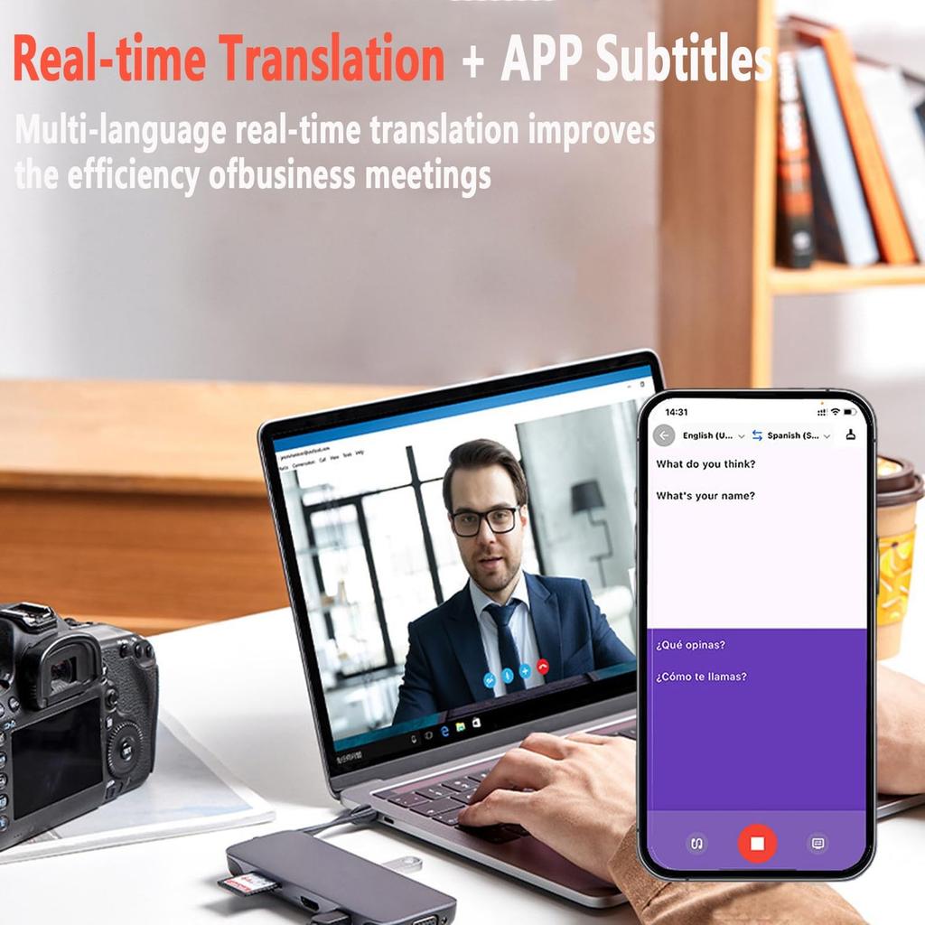 UYUXIO AI Language Translator Wireless Earphone with 144 Online Languages Bt 5.4 OWS Real Time Translation Earbuds for Travel