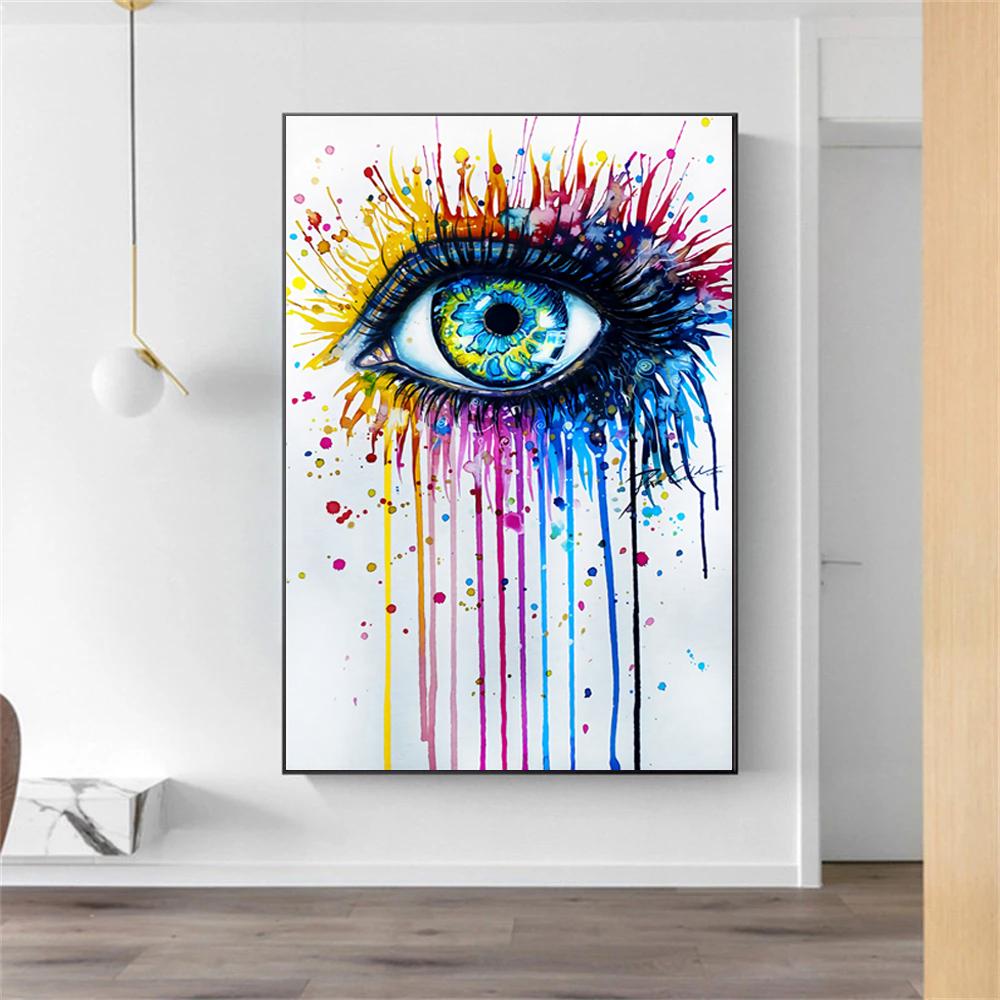 Abstract Graffiti Art Eye Tears Canvas Painting Wall Art Posters Print Wall Pictures for Living Room Bedroom Home Cuadros Decor