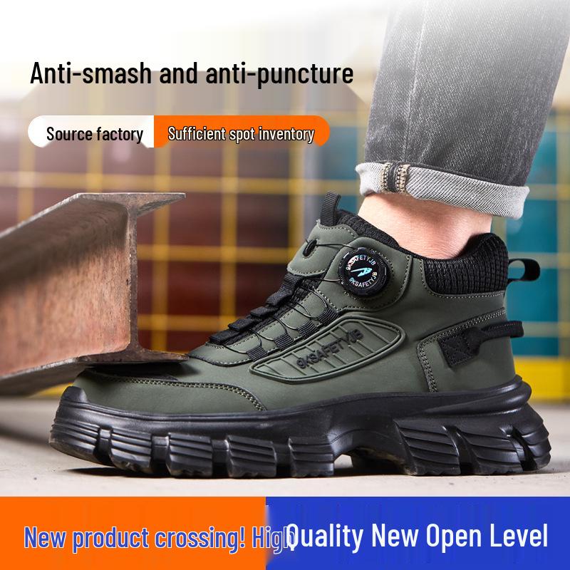 Men's Lightweight Breathable All-Season Safety Shoes - Anti-Smash, Anti-Puncture, Wear-Resistant, Long-Lasting Comfort