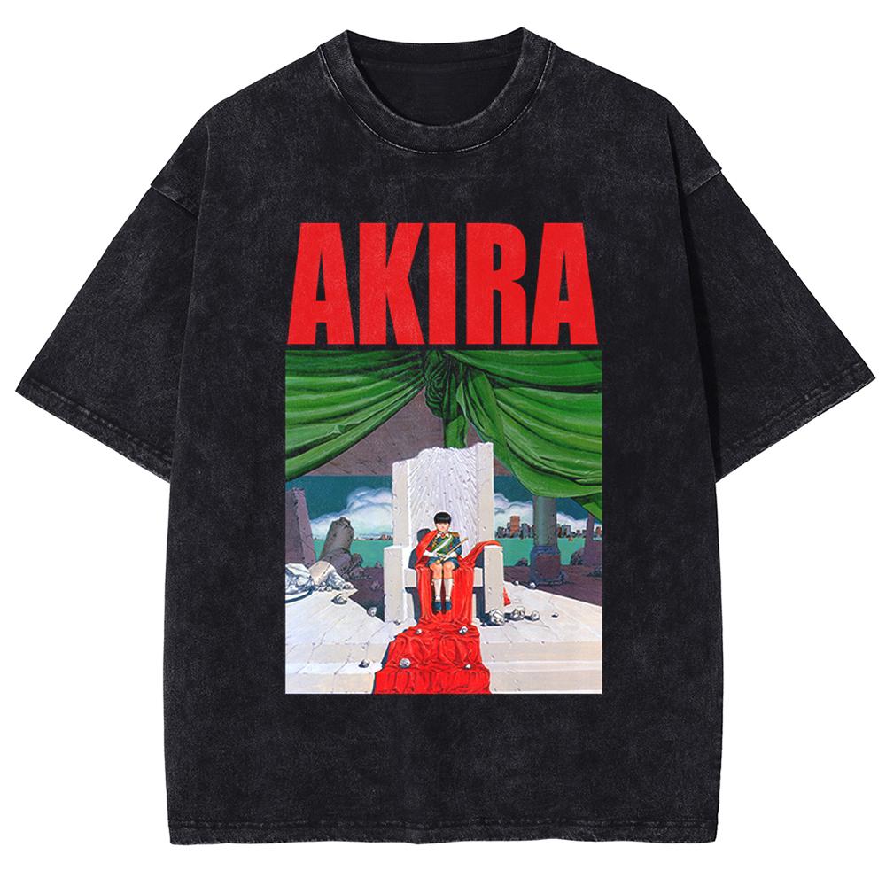 Akira Manga Graphic Tshirt Summer Cotton Short Sleeve Tees Men Women Clothing Vintage Washed Oversized T Shirt Streetwear