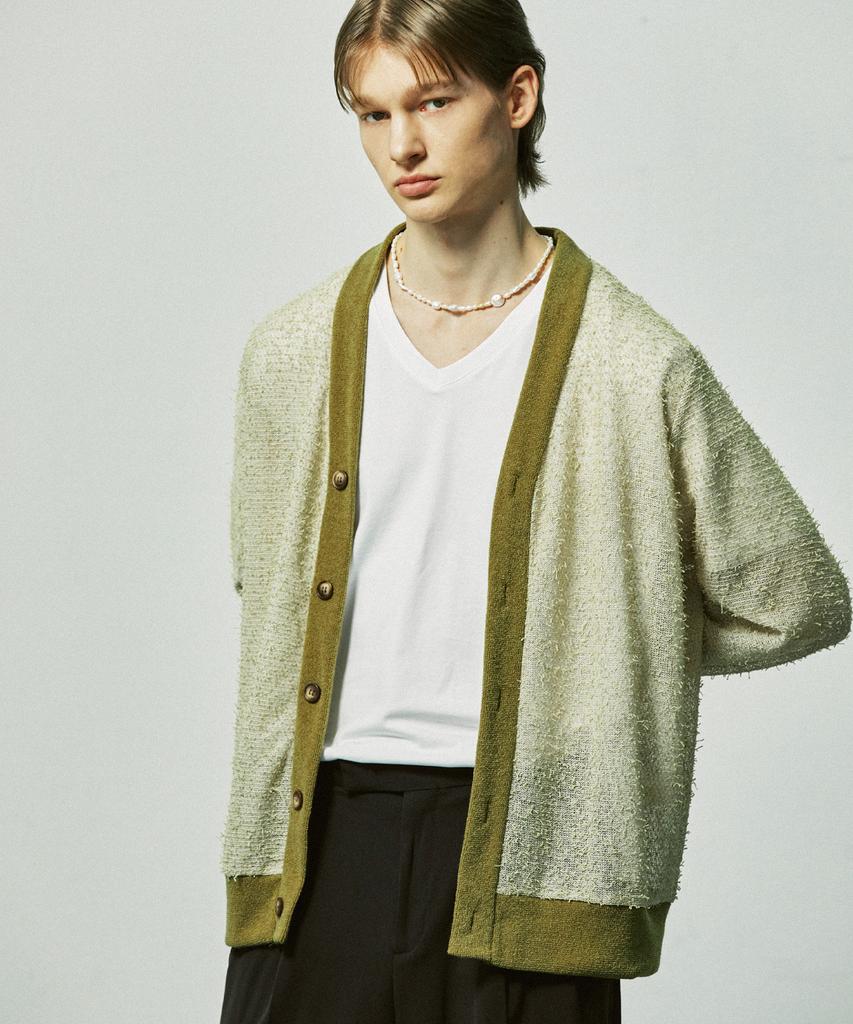 Ssy Grunge Fishernet Knit Cardigan Basil