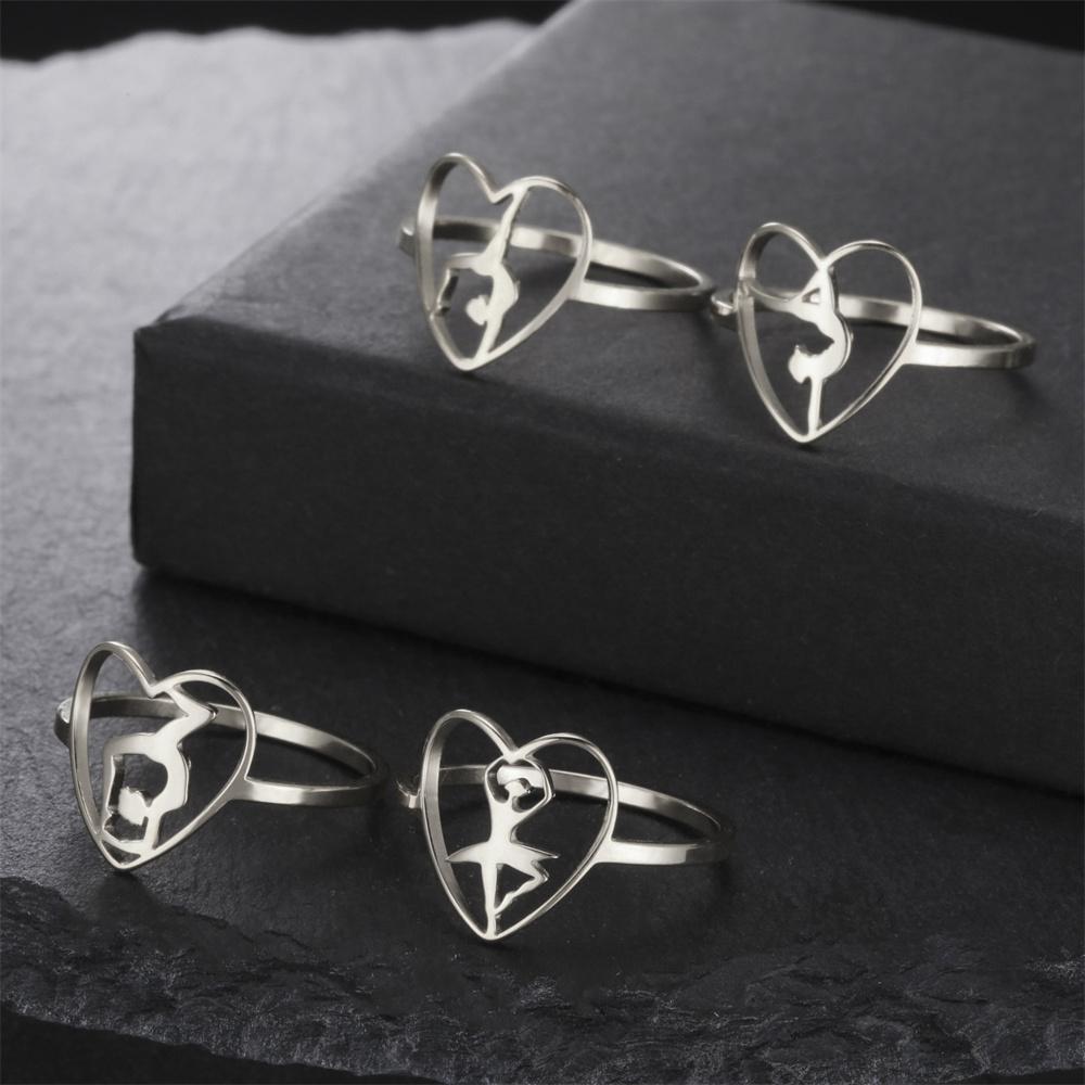 My Shape Gymnastics Girl Rings for Women Stainless Steel Artistic Gymnast Sports Ballerina Dancing Girls Finger Rings Jewelry