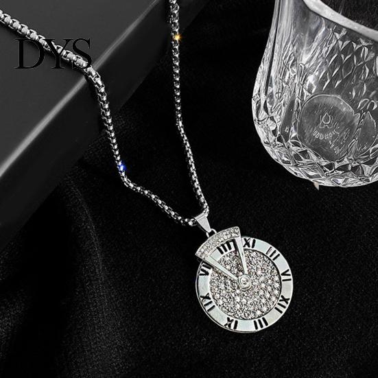 Pendant Necklace Sweater Rotatable Hip Hop Hypoallergenic Gift Fashion Jewelry Men Women Roman Numerals Clock Long Chain for Party