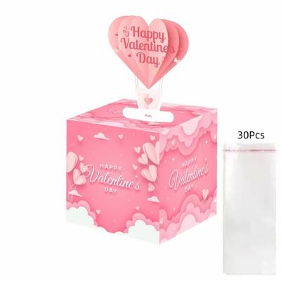 Surprise Valentine's Day Cash Pull Box Love Heart Paper Birthday Cash Gift DIY Money Holder Funny Pumping Money Box Men/Women