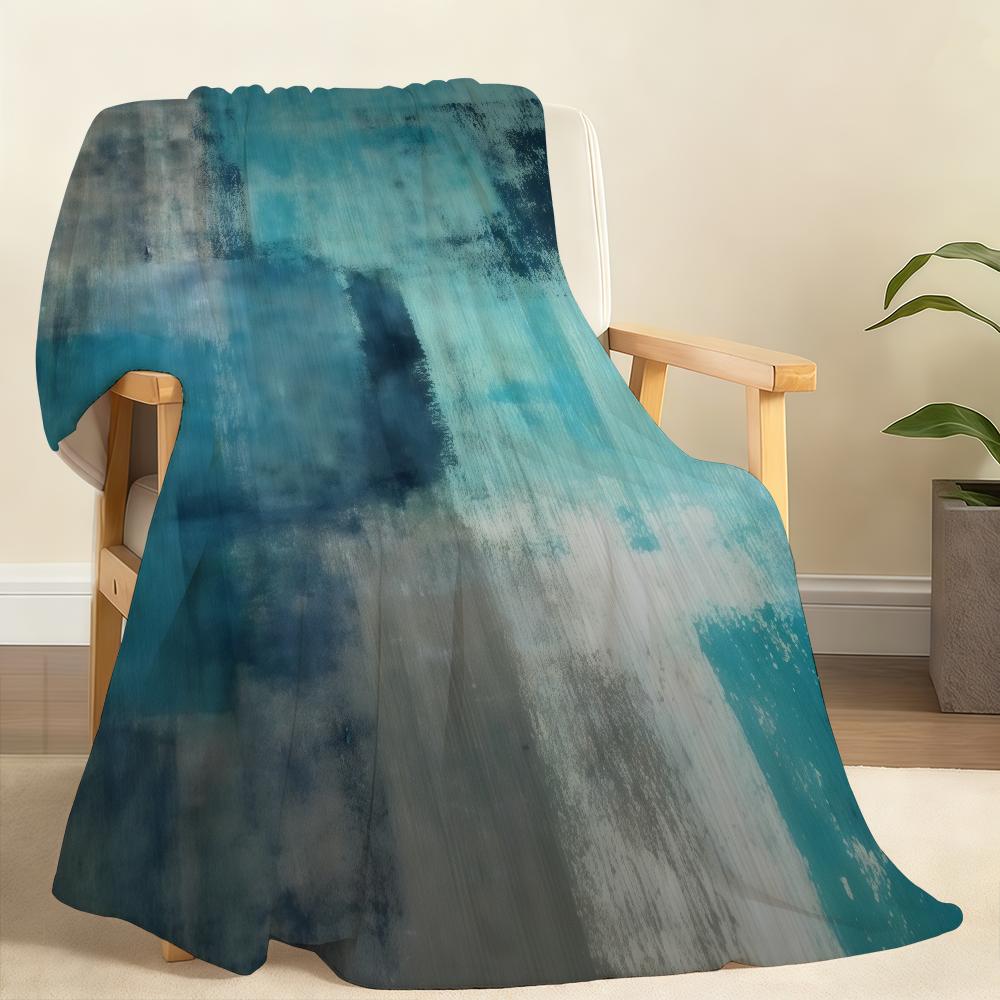 Dark Blue Abstract Lines and Color Blocks Blanket Soft Throw Blanket for Home Bedroom Bed Sofa Picnic Travel Office Blanket Gift