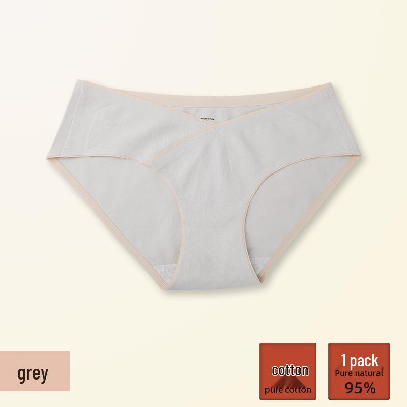 Seamless V-Shape Low-Waist Cotton Maternity Underwear with Abdomen Support