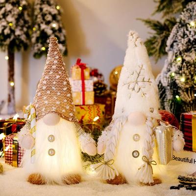 Christmas Rudolph Gnomes Doll With Lamp Snowflake Plush Hat Bearded Faceless Doll Christmas Decorations