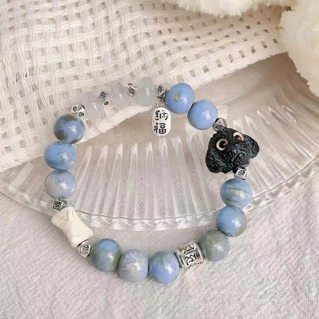 Dog Cute Resin Black Couple Bracelet Handmade Ceramic Beads Genderneutral