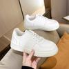 Fashion 2025 Spring Women's Outdoor Sports Shoes Solid Color White Shoes Faux Leather Lace-Up Shoes Athletic Sneakers For Casual Activit
