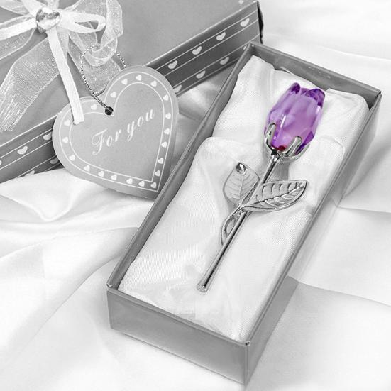 Clear Rose in Gift Box Artistic Flower Sculpture for Valentine's Day Elegant Home Office Decor And Romantic Gift