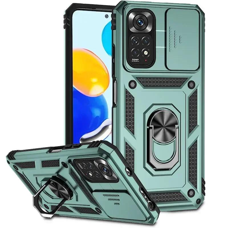 Armor Ring Bracket Push Phone Cases for Redmi Note 11 10 9 8 Pro Ma 9S Prime Poco X3 NFC X4 M4 4G 5G  XiaoMi 12 11 11T 12T Cover