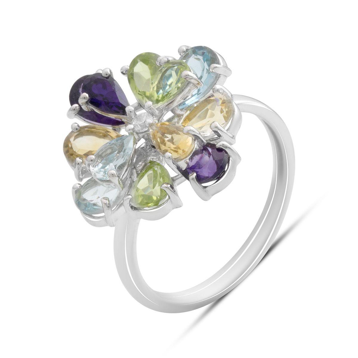 

Срібний перстень з натуральним аметистом 4.128ct, цитрином, хризолітом, топазом, вага виробу 3,76 гр (2193210) 18