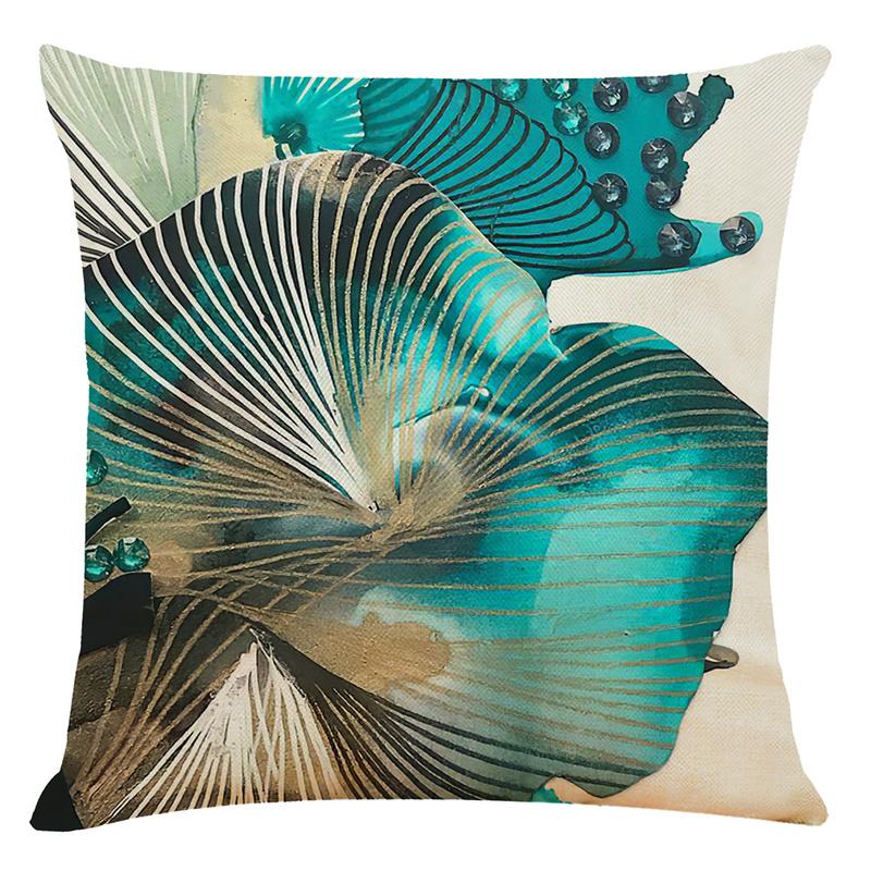 4 Pack Teal Blue Cushion Covers, Peacock-blue Abstract Hand-painted Butterfly Pillow Covers, Invisible Zipper for Sofa & Couch 45 Cm X 45 Cm