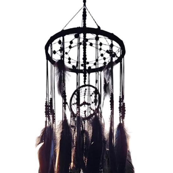 Gothic Dream Catcher Black Dreamcatcher with Bat Charms Witchy Hanging Dream Catcher