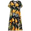 Plus Size Summer Long Dresses for Women Clothes Elegant Short Sleeve Loose V-Neck Women's Summer Dress