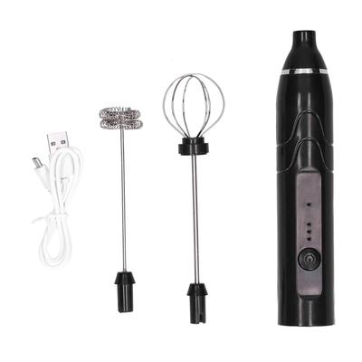 Milk Frother 3Gr MultiFunction Mixer HandHeld Electric Milk Foam NaMachine USB Charging(Black )