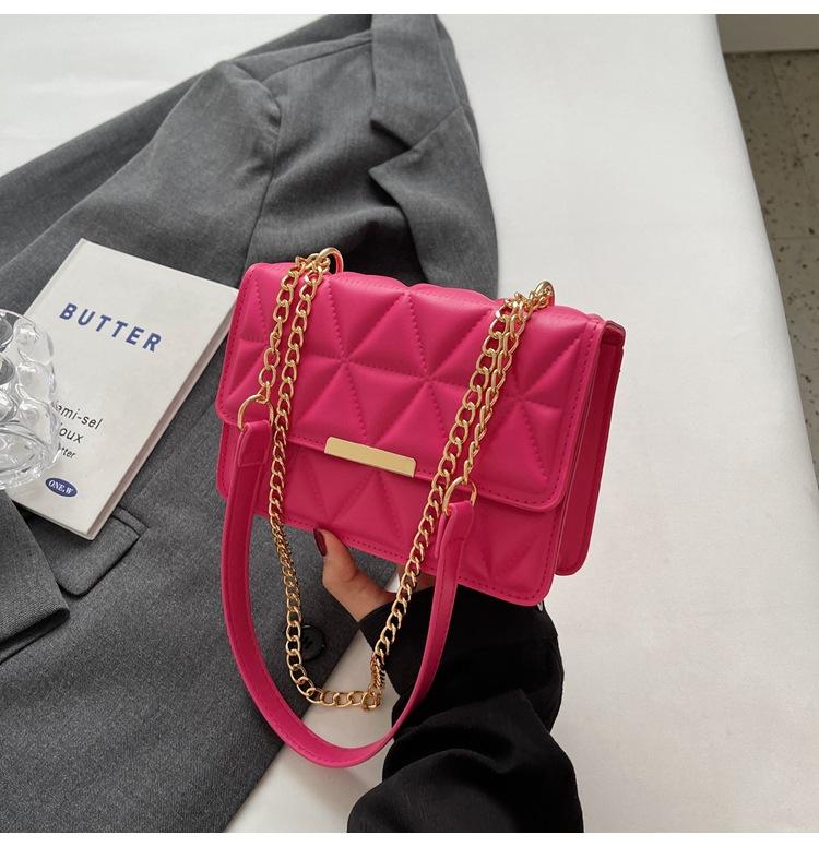 Women's Simple Texture Rhombus Embroidery Pleated Handbag 2026 Autumn New Temperament Single Shoulder Crossbody Bag