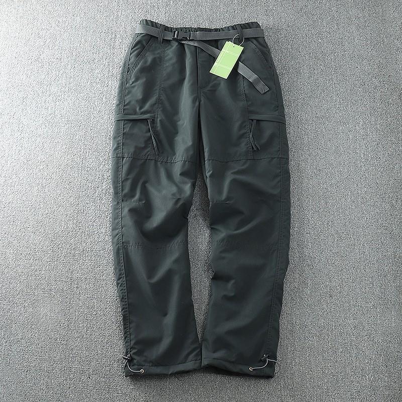 Spring Summer Autumn Winter Waterproof Warm Fleece Cargo Pants Men Winter Outdoor Plus Velvet Pockets Loose Straight Casual Overall Trousers