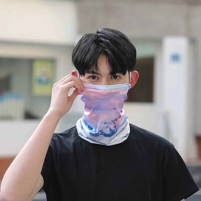 Summer Sun Protection Mask Covering the Whole Face, Ice Silk Scarf, Outdoor Sun Protection Neck Scarf, Sports Neck Scarf, Men's Cycling and Driving