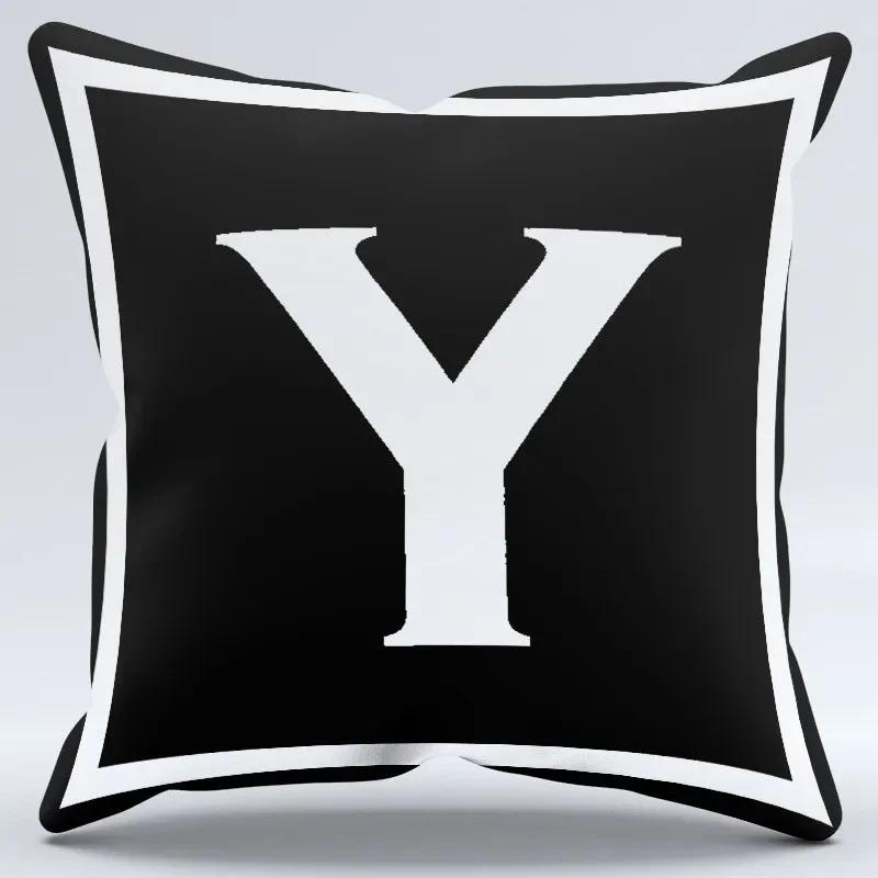 Simple Black And White Letter Printed Pillowcase Decorative Pillow Cushion Cover Suitable For Home Sofa Car Office Cushion