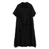 Short Sleeve Plus Size Black Vintage New In Dresses for Women Casual Loose Long Summer Shirt Dress