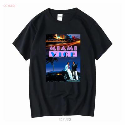 Miami Vice T Shirt Retro 80s Tv Show Fan Long or Short Sleeves Vintage Washed Breathable Casual Unisex Stretched Fashion