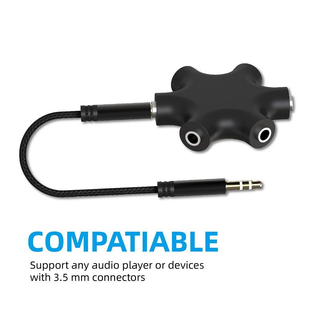 1Pcs 1 Male to 5 Female 3.5mm Audio Headphone Splitter  Phone Laptop MP3 Player