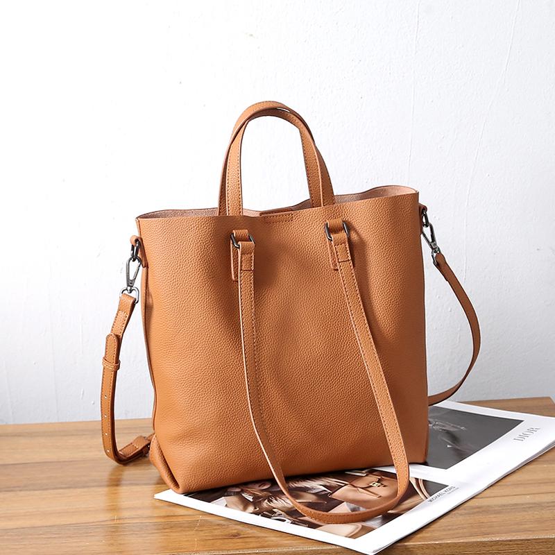 Women Cowhide Genuine Leather Shoulder Bag Female Casual Large Capacity Office Totes Handbag Ladies Work Strap Crossbody Bags