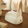Bedroom Bedside Table Accessory Cute Rabbit Shape Tissue Box, Decorative Plastic Facial Dispenser, Round Bunny Ear Box Cream Style Napkin Case