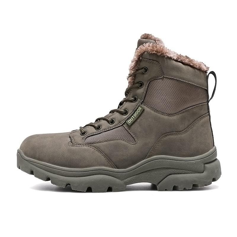 

New outdoor high-top men s hiking shoes military boots velvet thermal travel shoes cotton shoes winter men s shoes 47 зелений