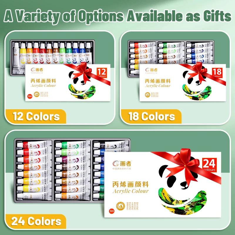 Acrylfarben-Set 12/18/24 Farben 5ml/0,17oz, Wasserfest Tragbar Kunst Reiche Pigmente für DlY Basteln, Zeichnen, Malen, Leinwand, Stein