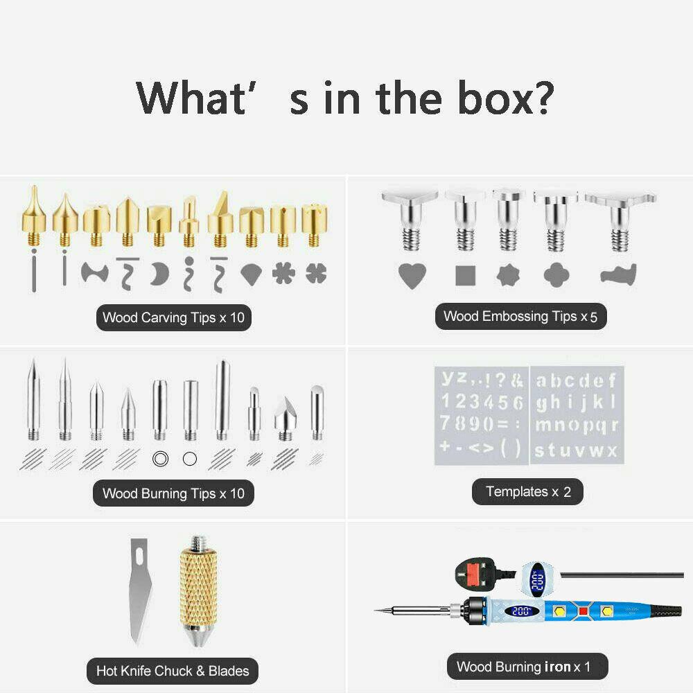 80W Lötkolben-Set, Schnitzerei, Brandmalerei, Holzprägung, Brennstift, Lötset