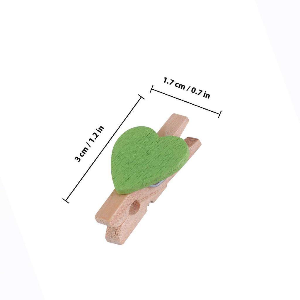 50Pcs Love Photo Wood Clips Small Heart-Shaped Clips for Pictures Memo Note Craft Hanging Decoration Love Photo Clip