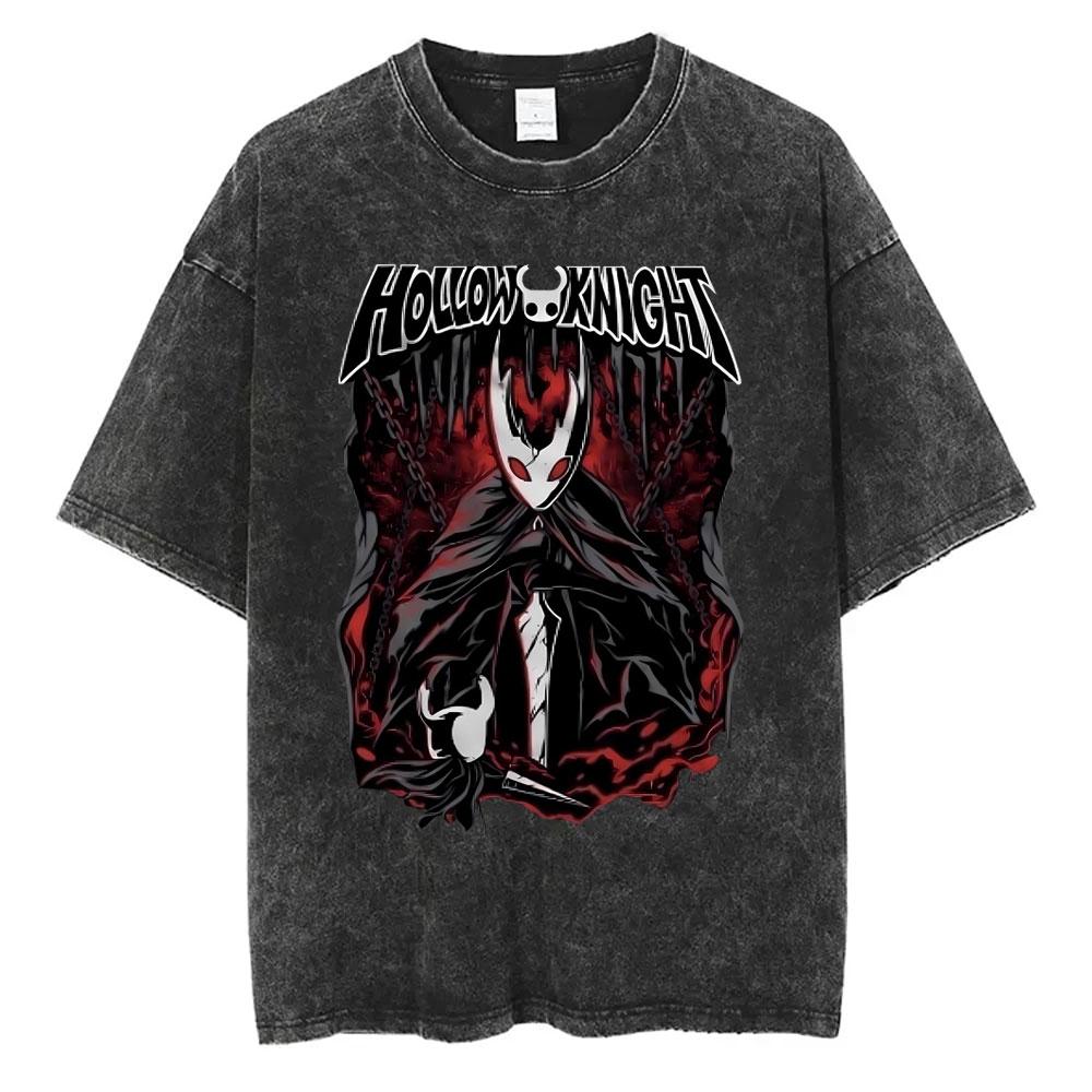 

Game print washed Tshirt for men and women fashionable and casual cotton Tshirt retro loose shortsleeved Tshirt S