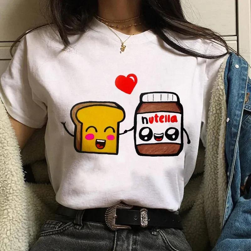 90s Nutella Print Graphic Womens Tshirt Fashionable Harajuku Tshirt Cute Cartoon Tshirt Korean Style Womens Cute Tshirt