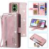 For Motorola Moto G35 5G Case PU Leather Phone Cover with Zipper Wallet 9 Card Slots