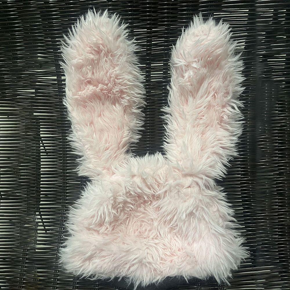 Faux Fur Plush Winter Hat Ear Protection Balaclava Cap Y2k Fashion Rabbit Ear Hat  Halloween Party